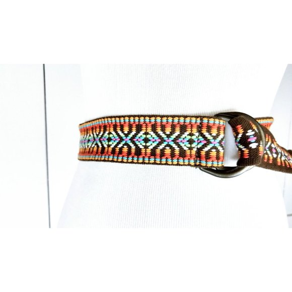 Vintage 90s woven embroidered tribal/IKAT cloth sash belt/festival boho hippie - Picture 2 of 3
